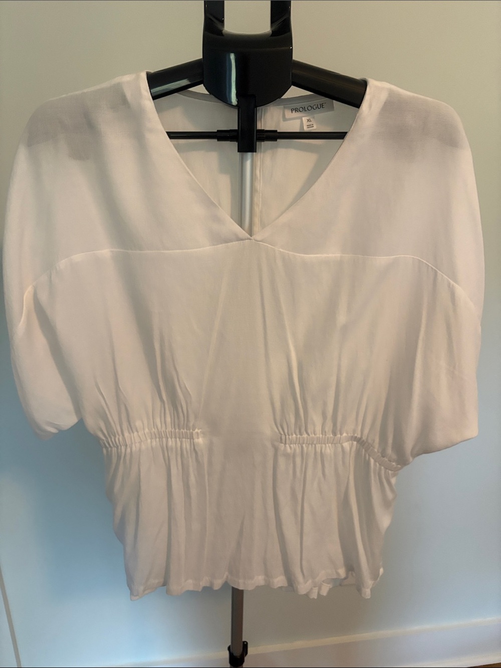Prologue Cream V-Neck Blouson Top (Never worn)